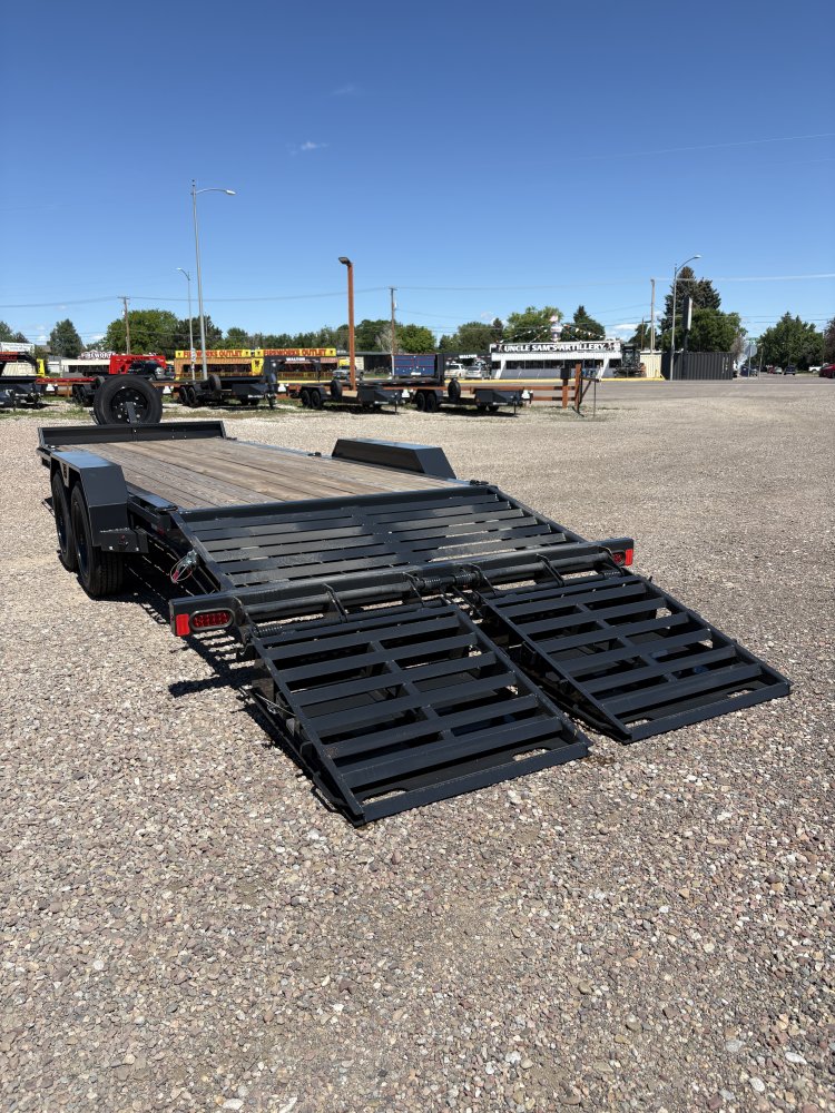 Hillcrest 83"X22' 16K bumper pull I-beam Equipment Trailer, mega ramps, dual jacks, LED lights