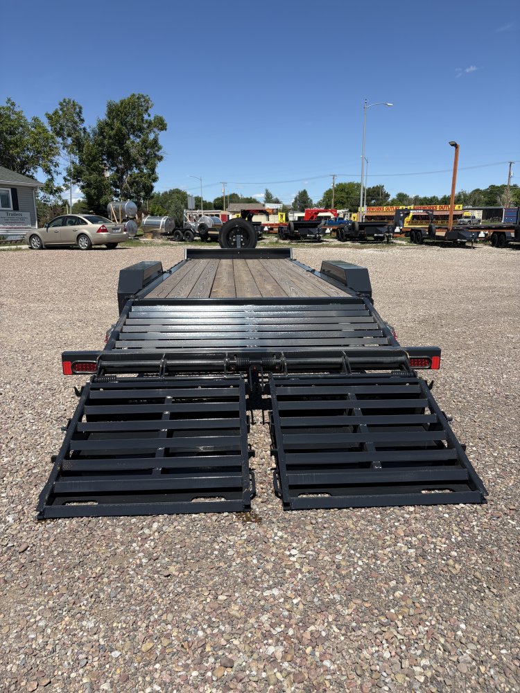 Hillcrest 83"X22' 16K bumper pull I-beam Equipment Trailer, mega ramps, dual jacks, LED lights