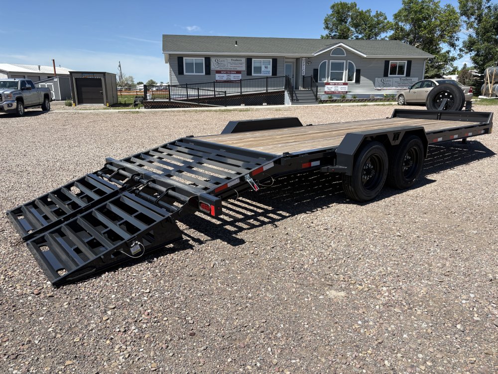 Hillcrest 83"X22' 16K bumper pull I-beam Equipment Trailer, mega ramps, dual jacks, LED lights