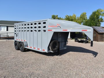 Eagle X 6'8x20 14K Gooseneck Livestock Trailer w/ Rubber Floor, Slider Gate & Sorting Gate, Lava Gre