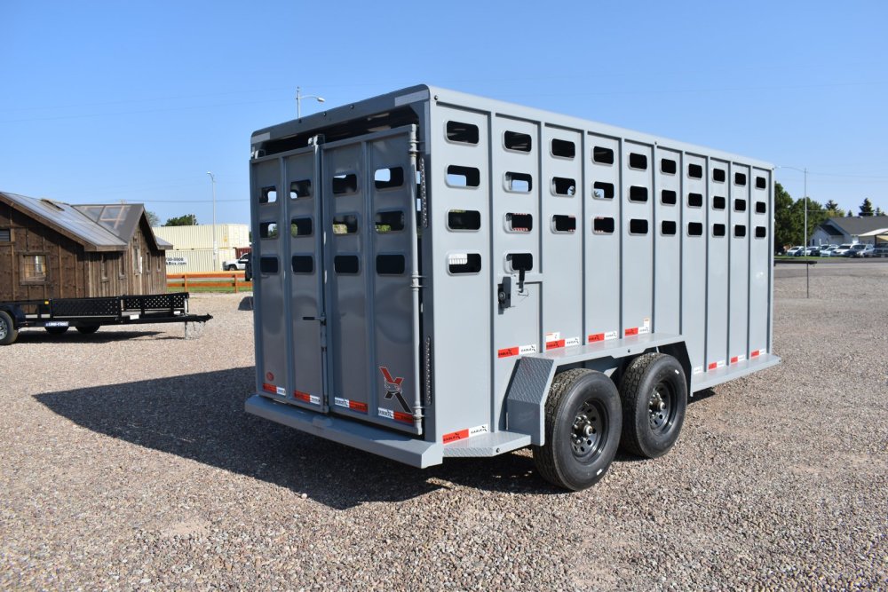 Eagle X 6'8x20 14K Gooseneck Livestock Trailer w/ Rubber Floor, Slider Gate & Sorting Gate, Lava Gre