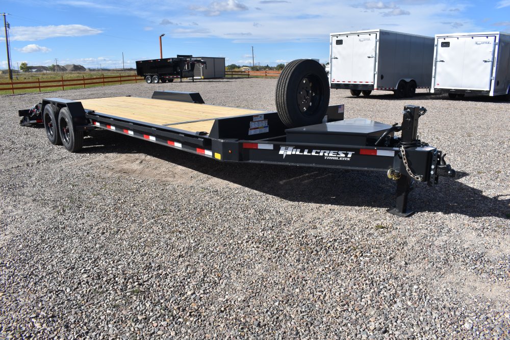 Hillcrest 83"X24' 16K bumper pull I-beam equipment trailer, mega ramps, dual jacks, LED lights