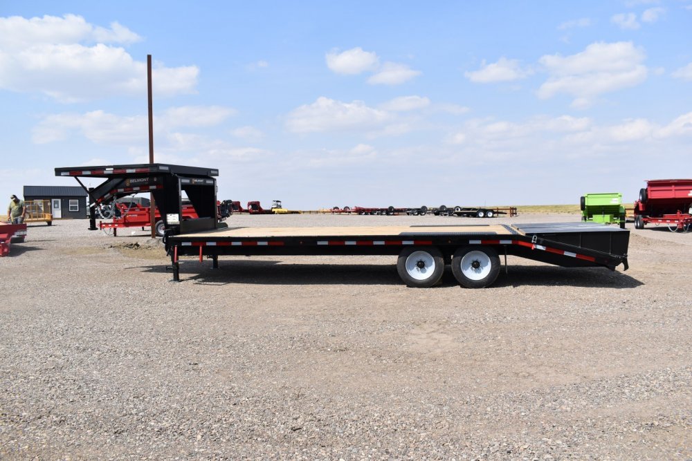 GN24-16K Gooseneck Deckover Trailer, spare tire wind up underbody, mud flaps, full width wedge ramp,