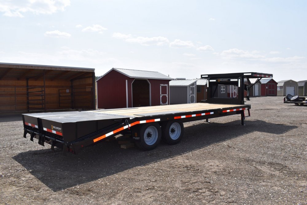 GN24-16K Gooseneck Deckover Trailer, spare tire wind up underbody, mud flaps, full width wedge ramp,