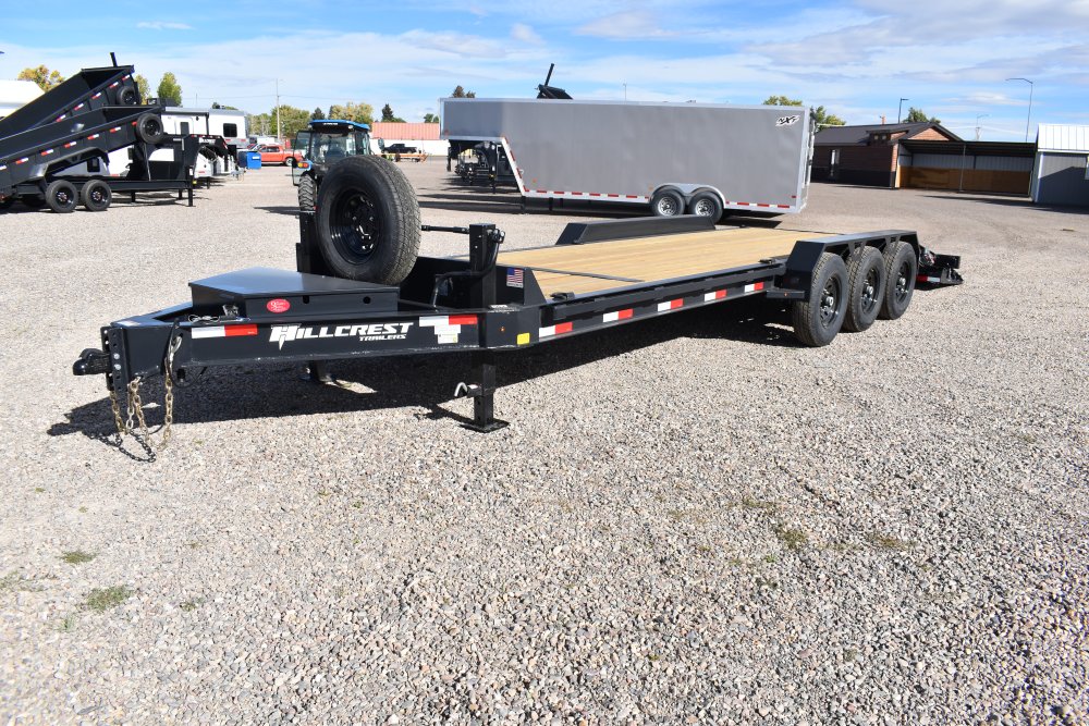 Hillcrest 83"X24' 21K bumper pull tri axle I-beam equipment trailer, mega ramps, dual jacks, LED lig