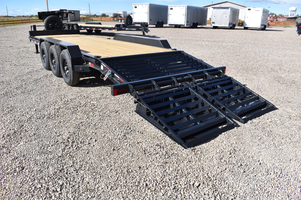 Hillcrest 83"X24' 21K bumper pull tri axle I-beam equipment trailer, mega ramps, dual jacks, LED lig