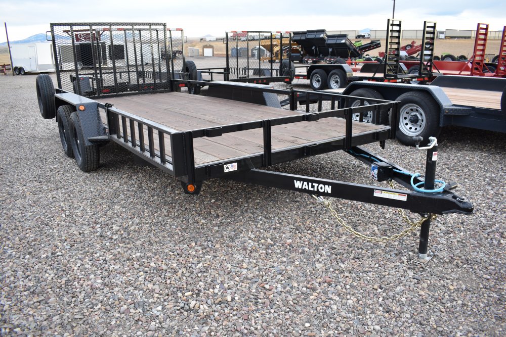 Walton UTW135-16B 81"X16' 3K Utility trailer, 205/75R15 radial tire, spare tire, side load ramps