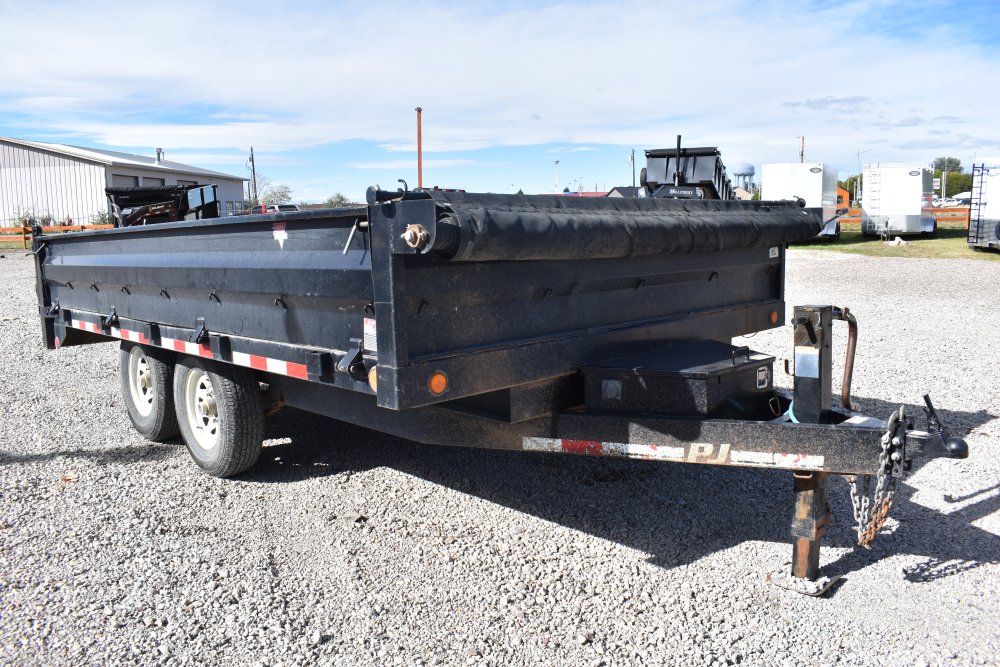2018 PJ Dump Trailer, Fold down sides, spreader gate, mesh tarp