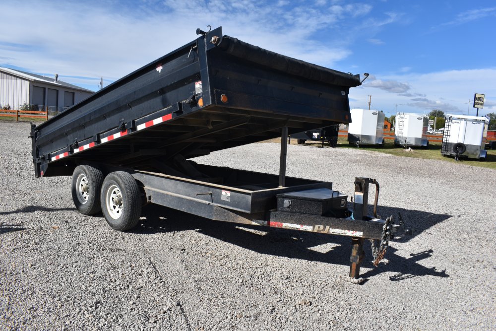 2018 PJ Dump Trailer, Fold down sides, spreader gate, mesh tarp