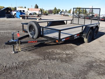 Double A 7X14 -7K Utility Trailer, 4' Ramp gate, spare tire & mount