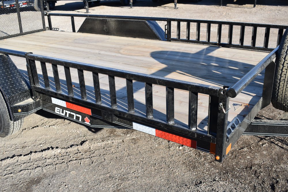 Double A 7X14 -7K Utility Trailer, 4' Ramp gate, side sideload ramps, spare tire & mount