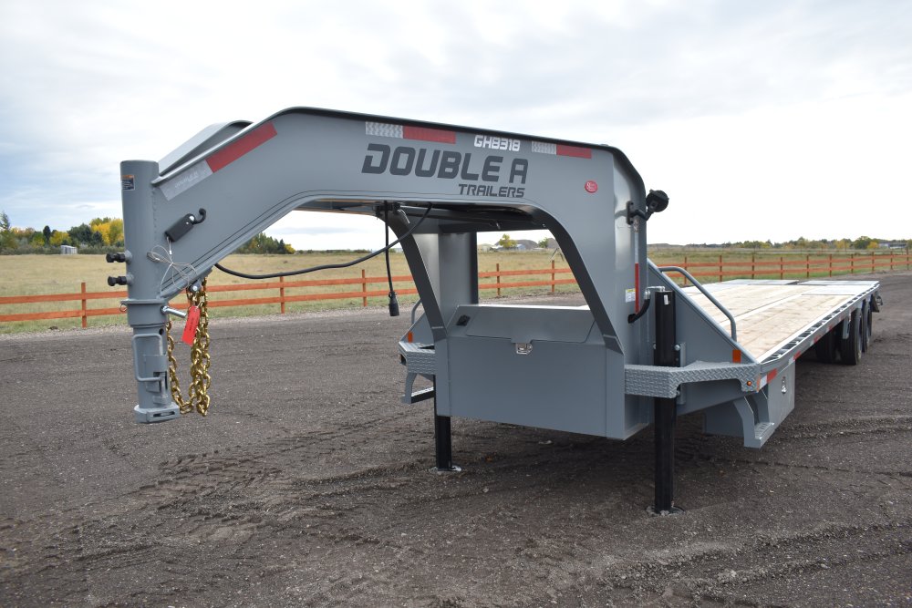 Double A 102"X32' 30K deck over gooseneck trailer, hydraulic jacks, LED work lights