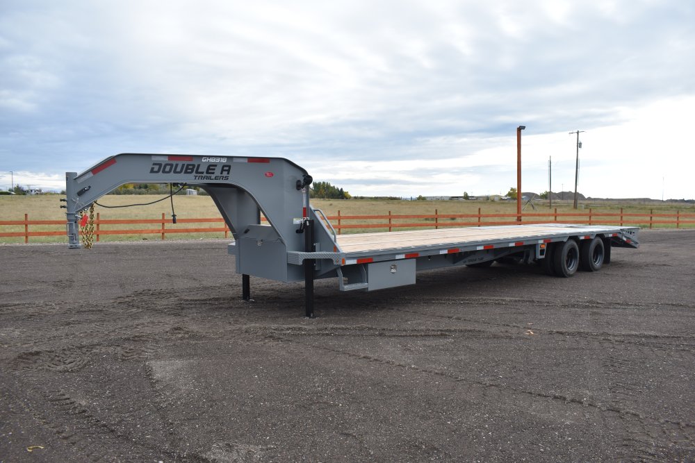 Double A 102"X32' 30K deck over gooseneck trailer, hydraulic jacks, LED work lights