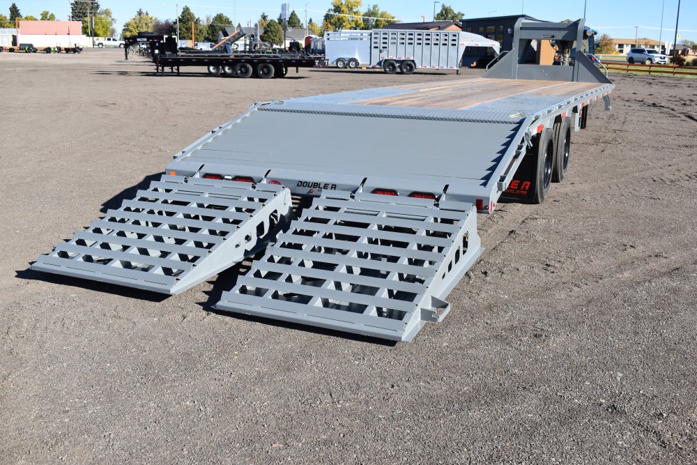 Double A 102"X32' 30K deck over gooseneck trailer, hydraulic jacks, LED work lights