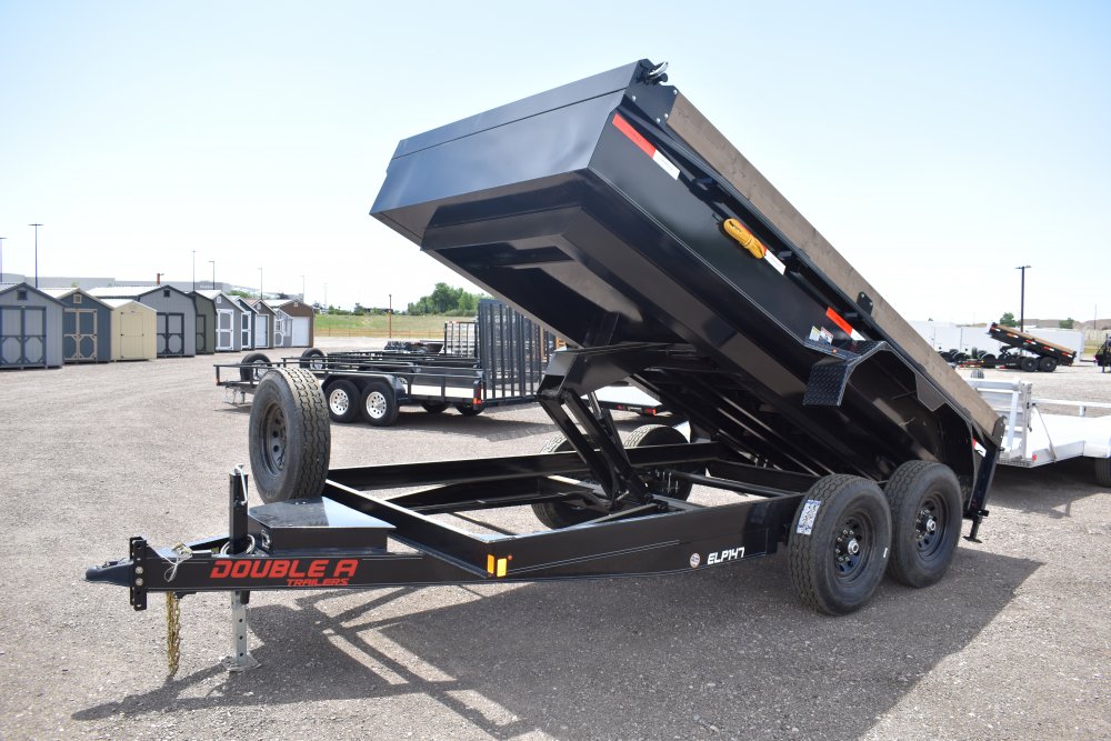 Double A 83"X14' 14K low pro dump trailer, tarp kit, wireless remote, spare tire