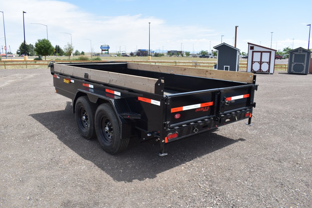 Double A 83"X14' 14K low pro dump trailer, tarp kit, wireless remote, spare tire