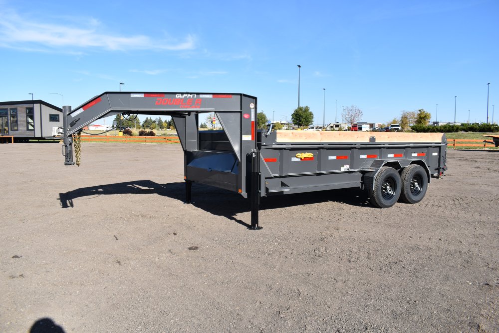Double A 83"x16' 14K HD Gooseneck low-profile Dump Trailer, ST235/80R16 Radial tires, spare tire, hy