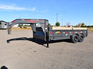 Double A 83"x16' 14K HD Gooseneck low-profile Dump Trailer, ST235/80R16 Radial tires, spare tire, hy