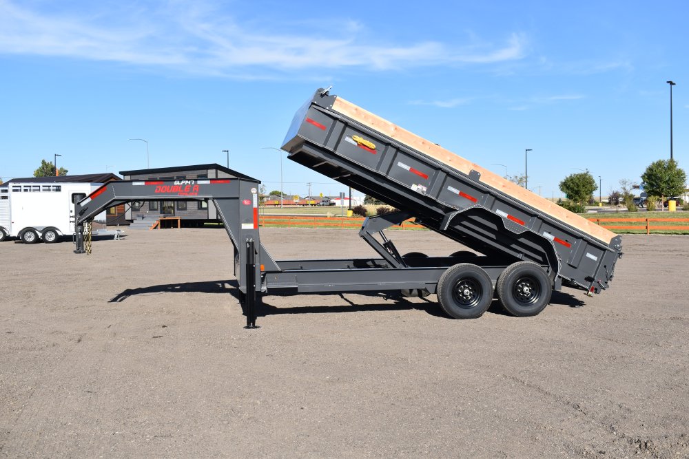 Double A 83"x16' 14K HD Gooseneck low-profile Dump Trailer, ST235/80R16 Radial tires, spare tire, hy