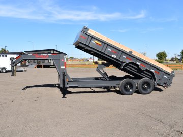 Double A 83"x16' 14K HD Gooseneck low-profile Dump Trailer, ST235/80R16 Radial tires, spare tire, hy