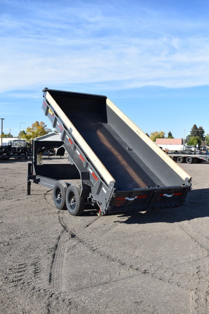 Double A 83"x16' 14K HD Gooseneck low-profile Dump Trailer, ST235/80R16 Radial tires, spare tire, hy
