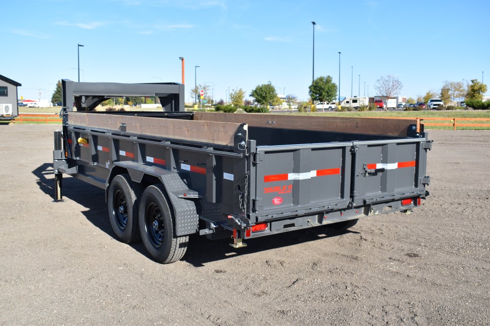 Double A 83"x16' 14K HD Gooseneck low-profile Dump Trailer, ST235/80R16 Radial tires, spare tire, hy