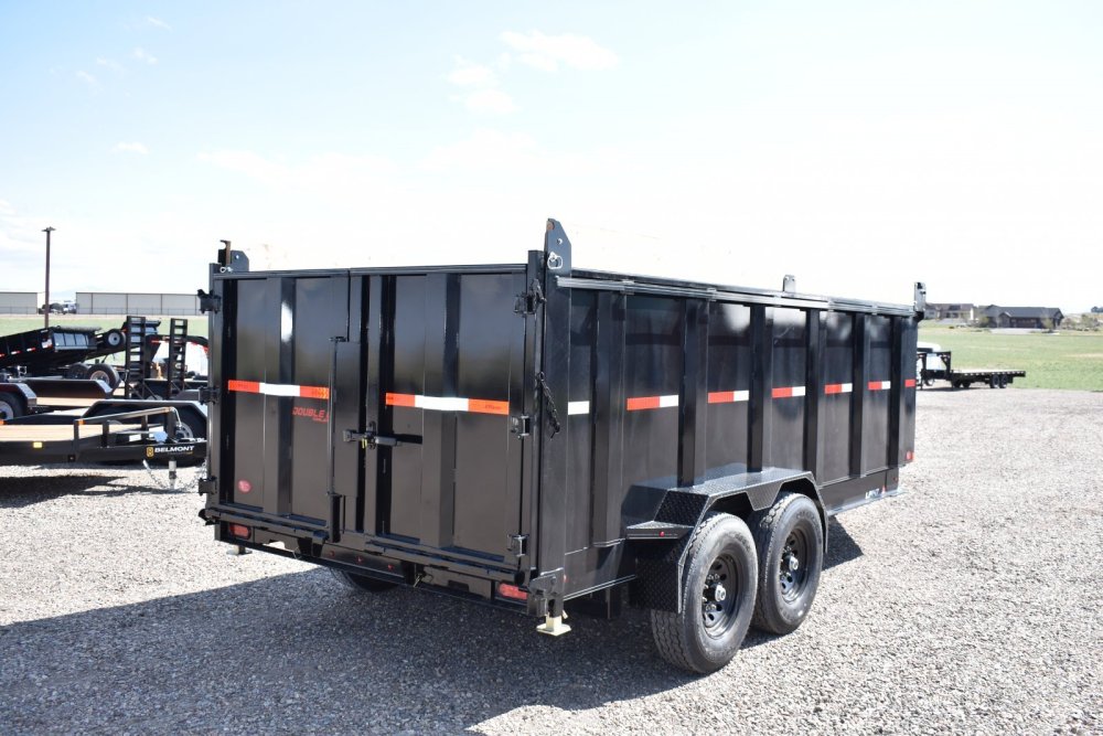 Double A 83"X16' 14K low pro dump trailer, 3-way spreader gate, tarp kit,