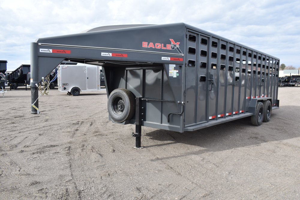 Eagle X - 7'X24' 14K Gooseneck livestock trailer, Steel punched hole sides