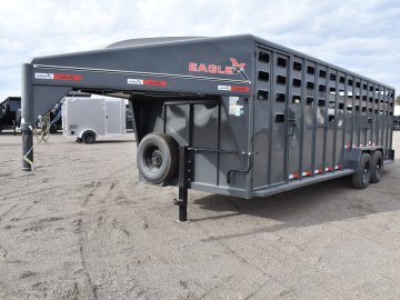 Eagle X - 7'X24' 14K Gooseneck livestock trailer, Steel punched hole sides