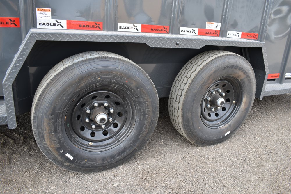 Eagle X - 7'X24' 14K Gooseneck livestock trailer, Steel punched hole sides