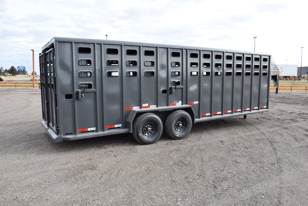 Eagle X - 7'X24' 14K Gooseneck livestock trailer, Steel punched hole sides