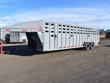 Eagle X - 7'X28' 16K Gooseneck livestock trailer, Steel punched hole sides