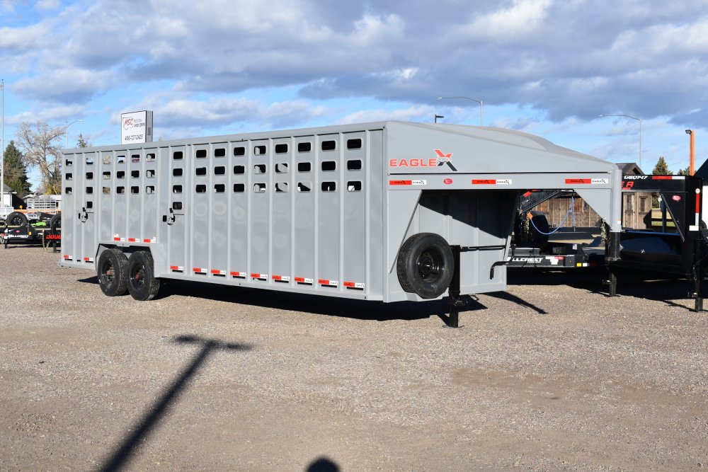 Eagle X - 7'X28' 16K Gooseneck livestock trailer, Steel punched hole sides