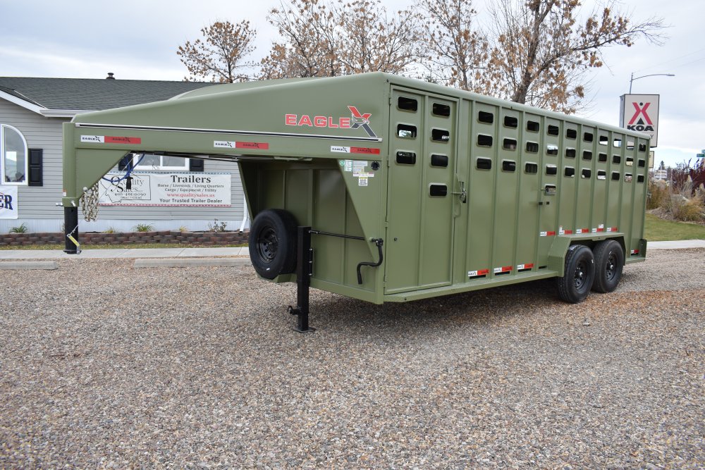 Eagle X - 7'X20' 14K Gooseneck livestock trailer, Steel punched hole sides