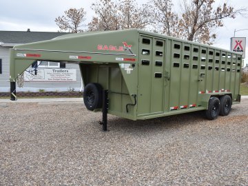 Eagle X - 7'X20' 14K Gooseneck livestock trailer, Steel punched hole sides