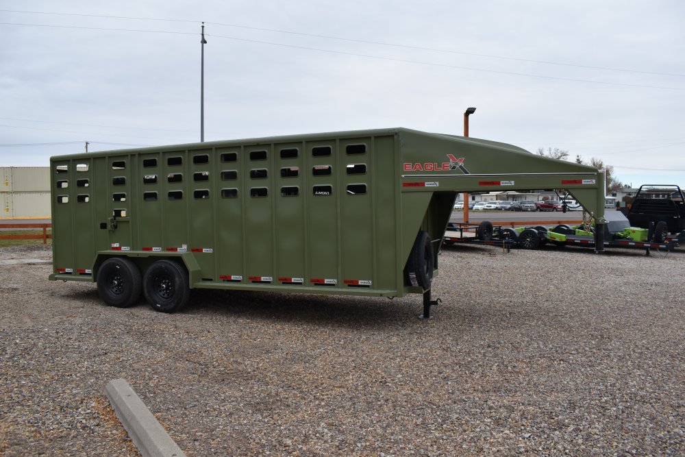 Eagle X - 7'X20' 14K Gooseneck livestock trailer, Steel punched hole sides