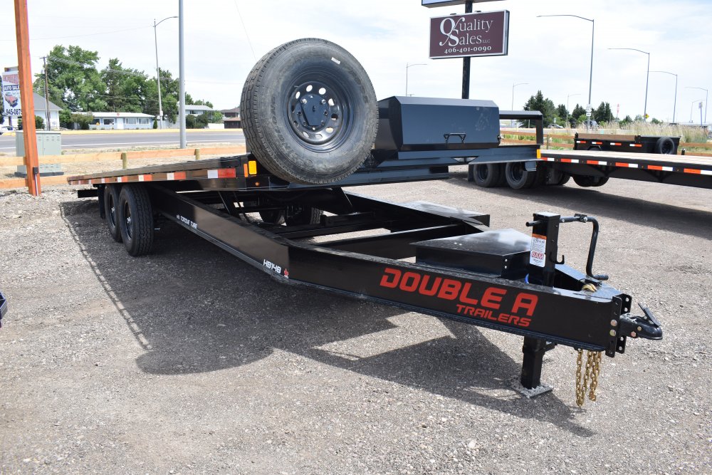Double A 102x24 15.5K GVWR Bumper pull deck over full tilt trailer, winch plate, LED lights