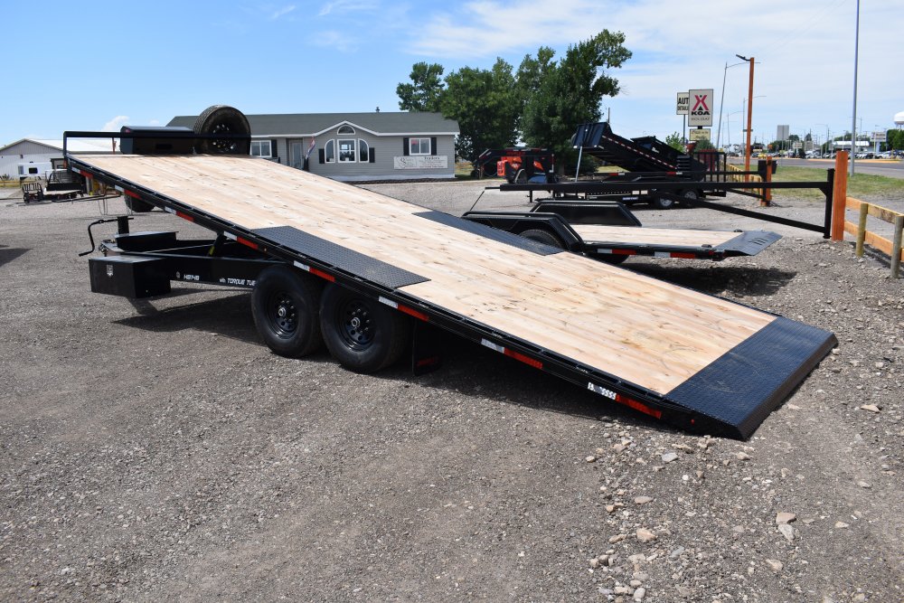 Double A 102x24 15.5K GVWR Bumper pull deck over full tilt trailer, winch plate, LED lights