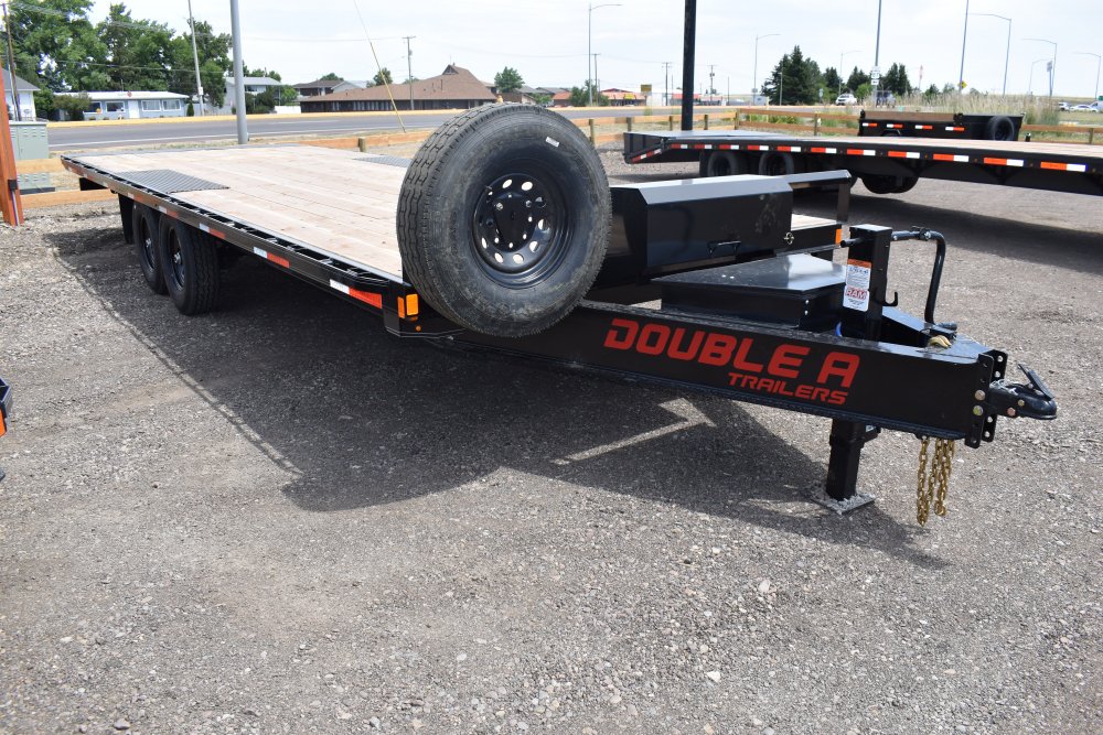 Double A 102x24 15.5K GVWR Bumper pull deck over full tilt trailer, winch plate, LED lights