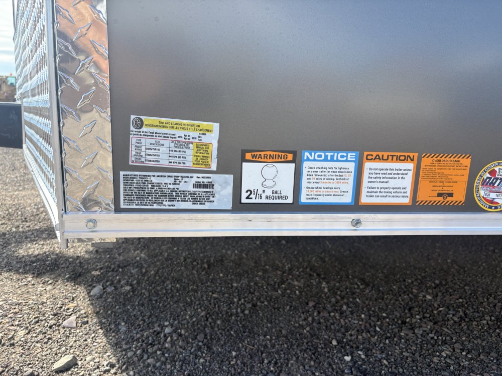 Haulmark 8.5 X 20' 10K cargo trailer, ST225/75R15 Radial tires, spare tire, LED lights