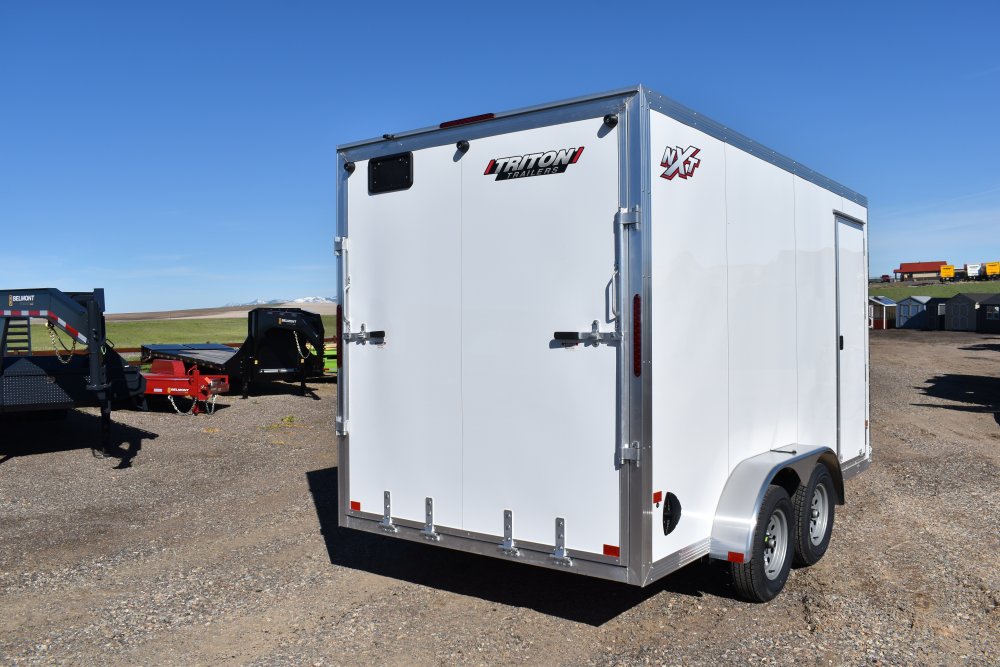 Triton aluminum cargo trailer NXT-714RS, 7x14-7K braked leaf spring 4" drop axles, 88" interior