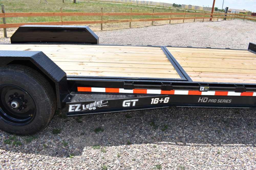 Doolittle 82"X22' 16K EZ loader tilt deck equipment trailer, 16' tilt 6' fixed deck, 16 ply tires