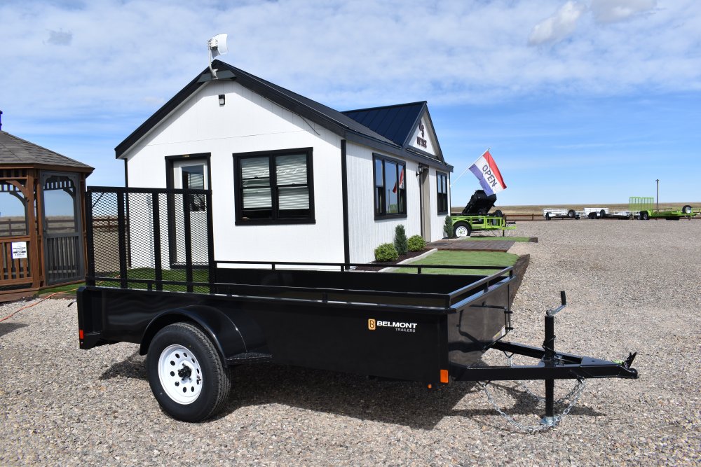Belmont UT510SS 5'X10' 3K Utility Trailer, 18" 14gauge steel sides, 4' lay flat spring assist rear r