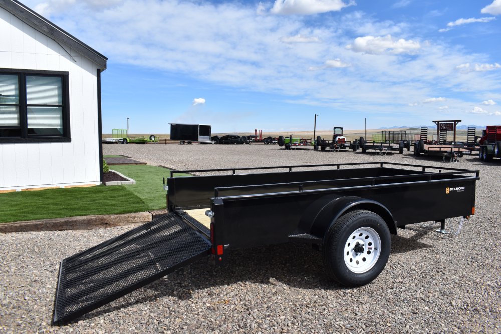 Belmont UT510SS 5'X10' 3K Utility Trailer, 18" 14gauge steel sides, 4' lay flat spring assist rear r
