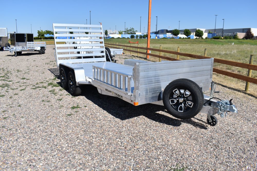 Bear Track 81"X16' 7K alum utility trailer, torsion axles, extruded alum deck, straight HD gate,