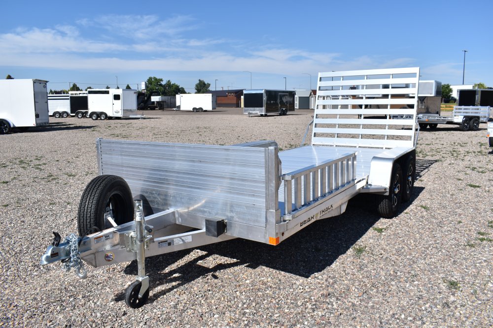 Bear Track 81"X16' 7K alum utility trailer, torsion axles, extruded alum deck, straight HD gate,