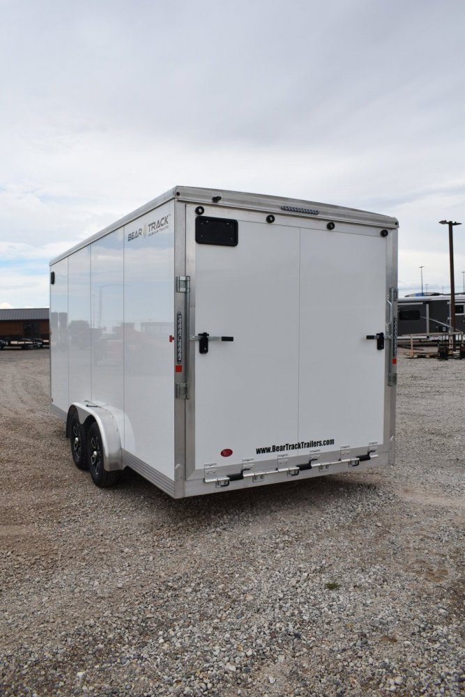 Bear Track 7.5X16' 7K aluminum cargo trailer, spring assist rear ramp, RV style side entry door