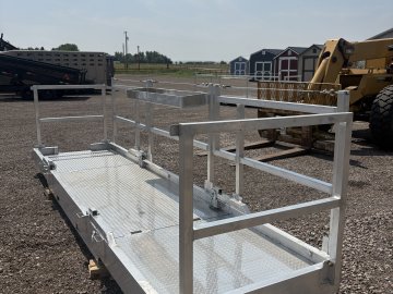 Walk Plank, 16' Aluminum Bi-fold Scaffolding, With Railing & Tool Tray, For Forklift or Telehandler