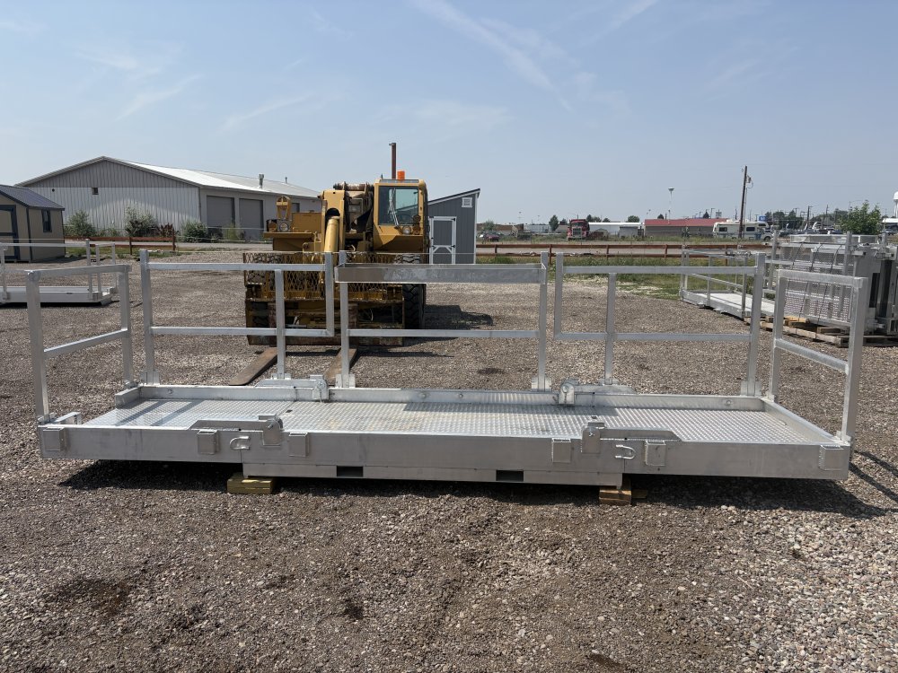 Walk Plank, 16' Aluminum Bi-fold Scaffolding, With Railing & Tool Tray, For Forklift or Telehandler