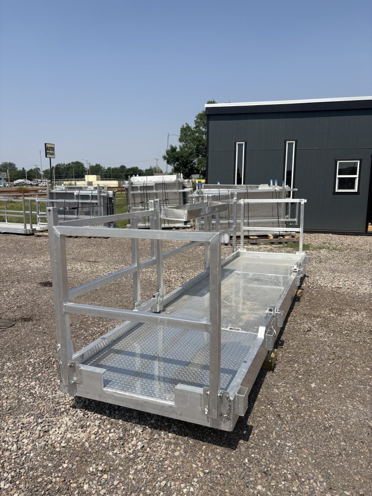 Walk Plank, 16' Aluminum Bi-fold Scaffolding, With Railing & Tool Tray, For Forklift or Telehandler